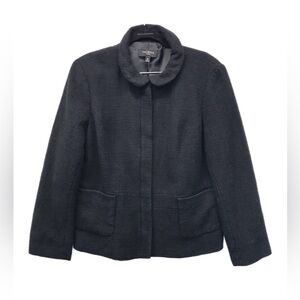Talbots Blazer Petites 16P Black Fully Lined Peter Pan Collar‎ Full Zip Jacket